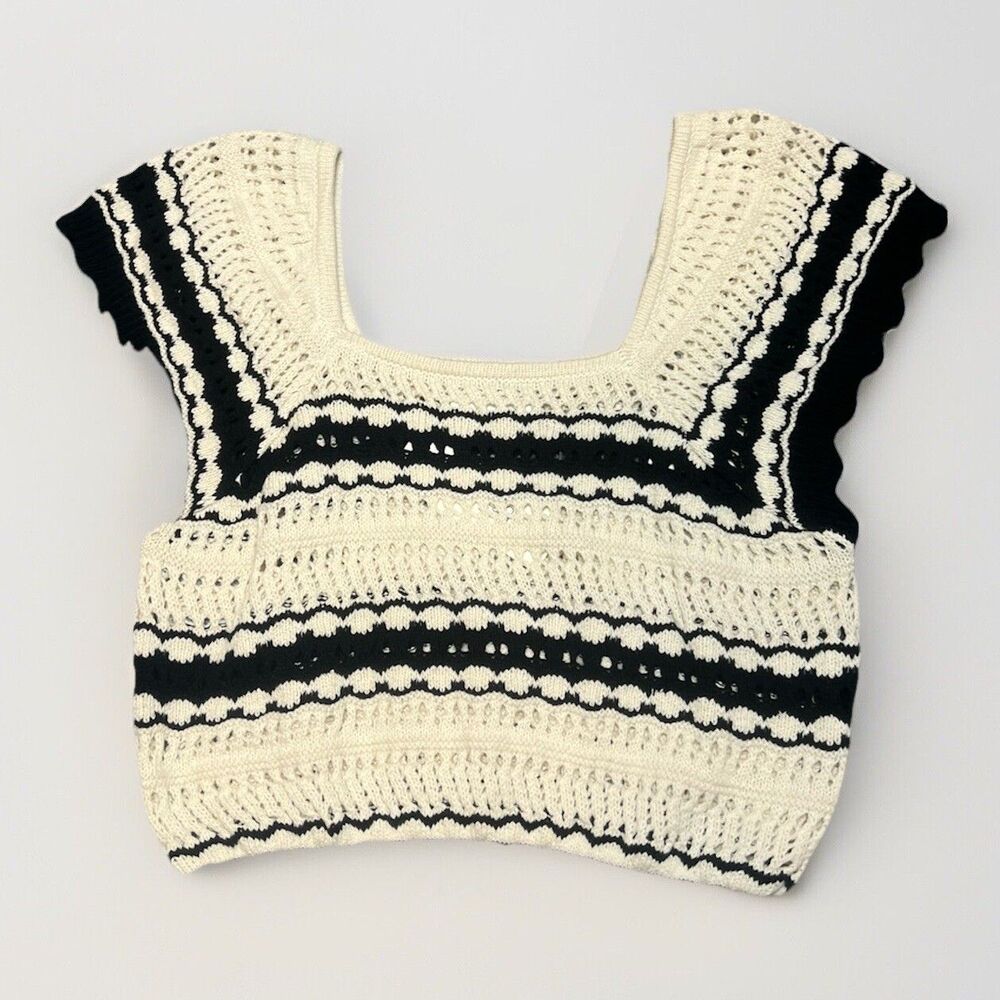 FRESHMAN 1996 crop top only Set L Women Black Beige New boho summer trend NWOT